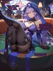 ai_assisted ai_generated ass big_breasts black_swan_(honkai:_star_rail) caption cleavage female honkai:_star_rail long_hair pantyhose qos thighs