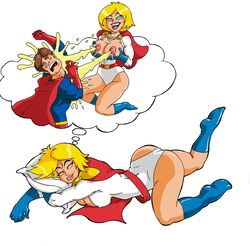 ass big_breasts blonde_hair breasts dc fe1k0 huge_breasts humor lactation power_girl superheroine superman superman_(series) thick_ass