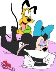 ass blackmercurius_(artist) disney female furry laying_on_bed minnie_mouse pluto tzalanti_(artist) underwear