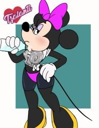 anthro blackmercurius_(artist) breasts disney female furry minnie_mouse mouse nipples partially_clothed pinup tzalanti_(artist) underwear wet_body wet_clothes