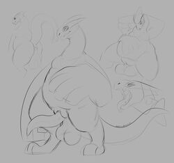 2021 absurd_res anthro anus balls big_balls chubby_male eonshinato genitals hi_res huge_balls legendary_pokémon lugia male male_only monochrome nintendo pokemon pokemon_(species) puffy_anus sketch sketch_page slightly_chubby slit solo video_games