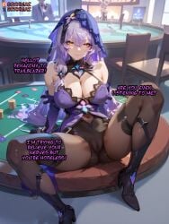 ai_assisted ai_generated ass big_breasts black_swan_(honkai:_star_rail) cameltoe caption cheating cleavage female honkai:_star_rail leggings long_hair netorare ntr pantyhose pussy thighs