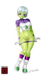 cheelai dragon_ball dragon_ball_super female female_pervert full_body nude panties pervert pussy scouter sex_invitation sexually_suggestive short_hair smile solo tinted_eyewear uncensored white_hair