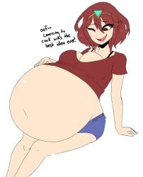 2021 big_belly bloated_belly eatmorecake huge_belly pyra red_hair stuffed_belly tagme xenoblade_(series) xenoblade_chronicles_2