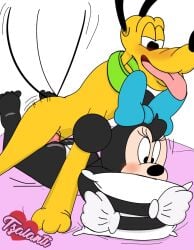 ass blackmercurius_(artist) disney female furry laying_on_bed minnie_mouse pluto tzalanti_(artist) underwear vaginal_penetration