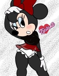 anthro blackmercurius_(artist) breasts disney female furry lingerie minnie_mouse nipples partially_clothed pinup pose solo standing toony tzalanti_(artist)