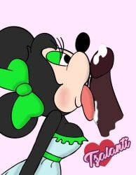 anthro blackmercurius_(artist) cum disney fellatio female furry licking minnie_mouse mouse penis standing sucking tzalanti_(artist)