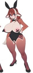 big_breasts breasts cleavage female furry huge_breasts janjin192 nippled pasties thick_thighs wide_hips