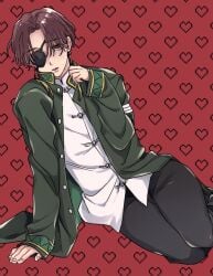 1boy 1male boy chinese chinese_clothes earrings eyepatch femboy femboy_focus femboy_only gay gay_male horny love nasty only_male ready_to_fuck smaller_male suo_hayato twink wind_breaker windbreaker