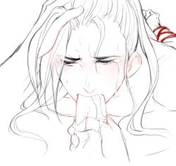 2boys blowjob blush bondage crying liu_qingge luo_binghe red_rope rope rope_bondage the_scum_villain's_self-saving_system uncolored yaoi