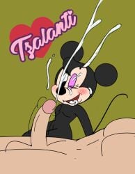 balls blackmercurius_(artist) cum cum_in_mouth disney erection female furry male minnie_mouse mouse penis tzalanti_(artist) walt_disney