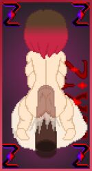 ass bete_noire betty_noire big_breasts brown_hair cum cum_in_ass cum_inflated_belly dick_on_ass glitchtale inflation naked nude pixel pixel_art red_hair semen short_hair stomach_inflation undertale_(series) zixy