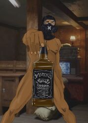 1boy alcohol alcohol_bottle censored censored_penis funny gas_mask junkm4nsanchez male male_only mask_only masked masked_male mute_(rainbow_six) nude nude_male rainbow_six_siege solo solo_male whiskey whiskey_bottle