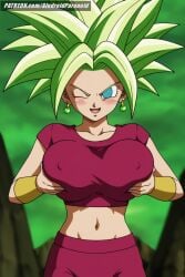 ai_generated aindroidparanoid big_breasts blue_eyes breasts cameltoe cleavage dragon_ball dragon_ball_super female female_only fight fit_female grabbing_own_breast green_hair happy hips horny horny_female huge_breasts kefla kefla_(dragon_ball) large_breasts midriff narrow_waist navel outdoors pussy slim_waist space squeezing_breast stable_diffusion super_saiyan touching_breast warrior