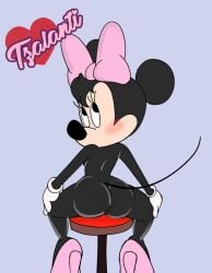 anthro ass blackmercurius_(artist) disney female furry minnie_mouse mouse naked nude posing sitting solo tzalanti_(artist)