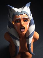 ahsoka_tano ai_generated anticipation clone_wars duchess_eugene face_mask from_above from_above_view kneeling lekku lekku_(anatomy) looking_up markings mouth_open naked naked_female nude nude_female on_knees open_mouth orange_body orange_skin pov pov_eye_contact star_wars tagme togruta tongue