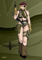 angry_birds beige_skin beret blonde_hair blue_eyes boots breasts color eye_patch eyewear female female_only footwear front_view gloves gun hair hat human looking_at_viewer open_eyes paratrooper pistol rule_63 solo standing submachine_gun weapon