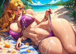 ai_generated big_ass big_breasts bigboobas blonde_hair blue_eyes breasts ponytail princess_zelda stable_diffusion tagme the_legend_of_zelda voluptuous_female