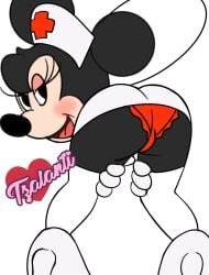 bending_over blackmercurius_(artist) disney female furry minnie_mouse nurse nurse_uniform showing_ass solo twerking tzalanti_(artist)