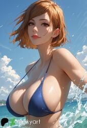 ai_generated beach bikini breasts breasts busty jujutsu_kaisen kugisaki_nobara large_breasts swimwear