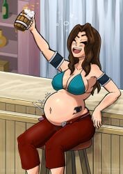 1girls 2023 bcsstudio beer big_belly bloated_belly cana_alberona fairy_tail huge_belly solo solo_female stuffed_belly tagme