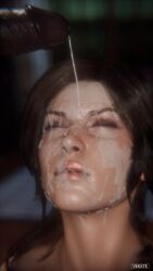 closed_eyes cum cum_on_face female lara_croft nsfw tomb_raider vekkte