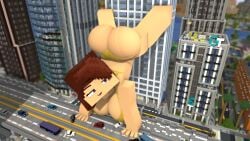 big_ass big_breasts cars city cubanapple giantess handstand minecraft natalie_(cubanapple) twerk underwear