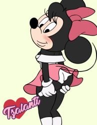 anthro blackmercurius_(artist) disney female furry minnie_mouse mouse nipples pinup skirt solo standing toony tzalanti_(artist) underwear