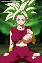 after_fight ai_generated aindroidparanoid big_breasts blue_eyes breasts breasts_out cameltoe cleavage defeated dragon_ball dragon_ball_super exhausted female female_only fight fit_female green_hair hips huge_breasts kefla kefla_(dragon_ball) large_breasts midriff narrow_waist navel nipples outdoors partially_nude pussy ripped_clothing sitting slim_waist space spread_legs stable_diffusion super_saiyan topless torn_clothes torn_clothing warrior