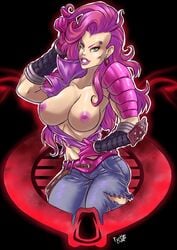 1girls big_breasts breasts cobra_(g.i._joe) dreadnoks female female_only g.i._joe gloves jeans looking_at_viewer solo tagme turtlechan zarana_(g.i._joe)