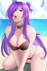 aslindsamure breasts female female_only fire_emblem fire_emblem_heroes fire_emblem_warriors:_three_hopes open_mouth shez_(female)_(fire_emblem) shez_(female)_(summer)_(fire_emblem) shez_(fire_emblem) solo swimsuit