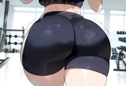 ai_generated ass ass_focus big_ass big_butt black_shorts bubble_ass bubble_butt close-up creamy_ai curvy dat_ass fat_ass from_behind gym gym_shorts huge_ass large_ass lower_body mature_female narrow_waist naruto naruto_(series) naruto_shippuden round_ass round_butt running short_shorts shorts sports_bra thick_ass thick_thighs tsunade wide_hips