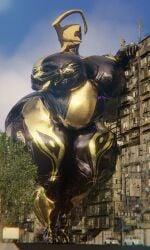 big_breasts breasts chubby cleavage female huge_breasts macro nyx_(warframe) qzk_forte thick_thighs warframe wide_hips