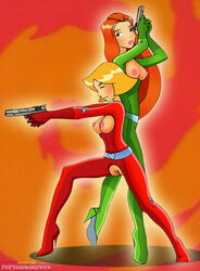 boots breasts cartoonworkxxx clothing clover_(totally_spies) exposed_breasts female female_only high_heel_boots high_heels human multiple_females multiple_girls nipples pussy_juice sam_(totally_spies) straight_hair thigh_boots thighhigh_boots totally_spies uncensored