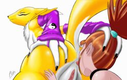 anal anilingus animated anus ass bad_anatomy black_sclera digimon digimon_tamers female female_only fur furry furry_ears furry_tail human makino_ruki multiple_females oral renamon rika_nonaka rimjob rimming tail uncensored yuri