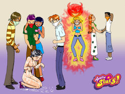 alex_(totally_spies) arnold_jackson bukkake clothing clover_(totally_spies) cum cum_everywhere dark-skinned_female dark-skinned_male dark_skin female human humiliation latina male mandy_(totally_spies) mandy_walters nude sam_(totally_spies) sam_simpson straight straight_hair totally_spies zecle