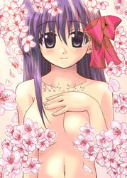 cherry_blossoms fate/stay_night fate_(series) lowres matou_sakura nude object_namesake solo type-moon