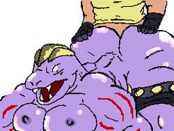 1boy 1girls animated ass breasts doggy_style female female_machoke furry human hyper_muscles interspecies linepaperbitches! machoke male male/female pokemon pokemon_(species) purple_skin sex straight