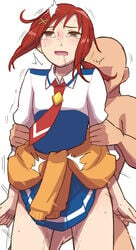 clothed clothed_sex clothing crying_with_eyes_open faceless_male gyuunyuu_(artist) hino_akane pretty_cure school_uniform skirt smile_precure tagme white_background