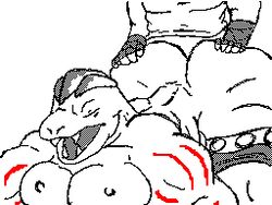 1girls animated ass black_and_white breasts doggy_style female female_machoke furry human interspecies linepaperbitches! machoke male male/female pokemon pokemon_(species) sex straight