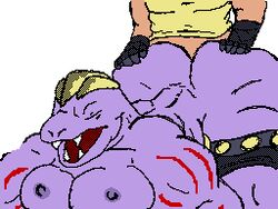 1boy 1girls animated ass breasts doggy_style female female_machoke furry human hyper_muscles interspecies linepaperbitches! machoke male male/female pokemon pokemon_(species) purple_skin sex straight