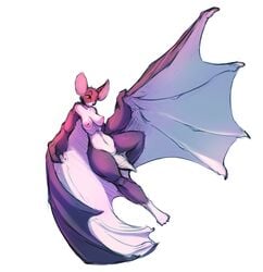 anthro bat breasts brown_fur digitigrade female flying fur mammal nude pussy simple_background solo watsup white_background wings