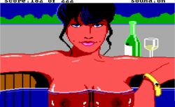 black_hair breasts dark_skin game hot_tub leisure_suit_larry lipstick liquor pixelated retro tagme