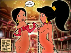 aladdin bindi bondage col_kink crossover disney disney_princess evil_queen_jasmine female female_only hoop_earrings human indian indian_female middle_eastern middle_eastern_female multiple_females multiple_girls nipples princess_jasmine shanti smooth_skin tan-skinned_female the_jungle_book