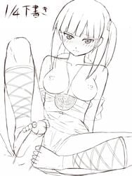 1boy 1girls female footjob magi:_the_labyrinth_of_magic male monochrome morgiana penis sketch tagme