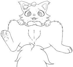 1girls :3 anus black_and_white bow feline female female_only feral garnet_(jewelpet) hi_res jewelpet jewelpet_(species) mammal monochrome paws presenting presenting_pussy pussy rawrunes sanrio simple_background sketch solo solo_female spread_legs spreading sweat white_background