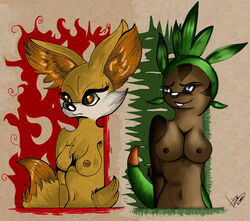 anthro breasts chespin female female_only fennekin fur kena multiple_females multiple_girls nipples nude pokemon pokemon_(species) tagme tail