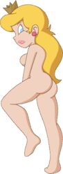 ass blush breasts color crown female female_only human mario_(series) nintendo on_one_foot piercing princess_peach side_view solo standing tagme tapdon transparent_background