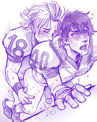 2boys anal cum cum_while_penetrated cumming_from_anal_sex eyeshield_21 football football_gear football_jersey football_player football_uniform gay haruto_sakuraba human jock_slut male male_only muscular orgasm_face p-ro penis seijuro_shin sex tagme yaoi