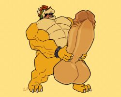 2022 animated anthro balls bara biceps bowser foreskin foreskin_folds fur furry gif horn horns hyper hyper_balls hyper_genitalia hyper_penis hyper_testicles male male_focus male_only mario_(series) muscle muscles muscular muscular_anthro muscular_arms muscular_legs muscular_male pastel_background pecs simple_background stroking_penis testicles thrusting tongue tongue_out veins veiny_penis xun4 yellow_background